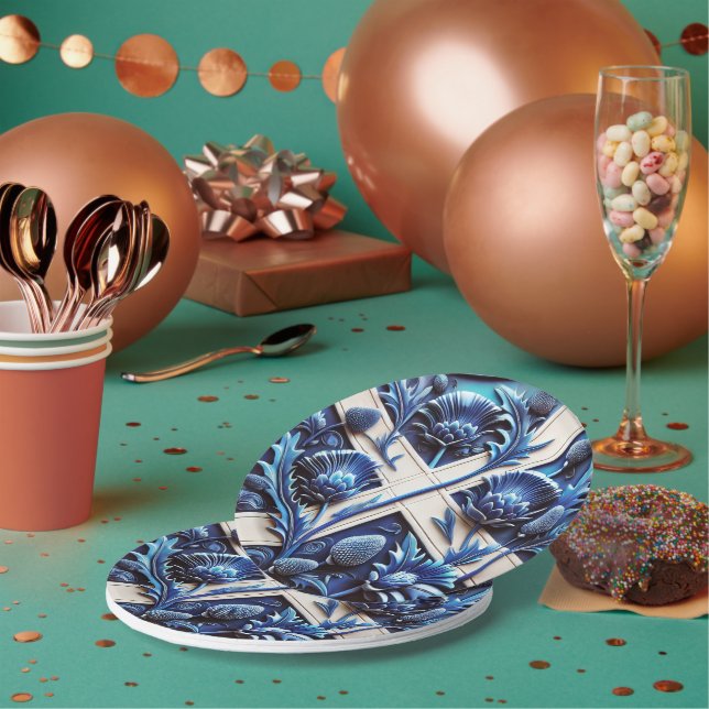 Assiettes En Carton Plaque de papier avec Scottish Thistles Design (Multi)