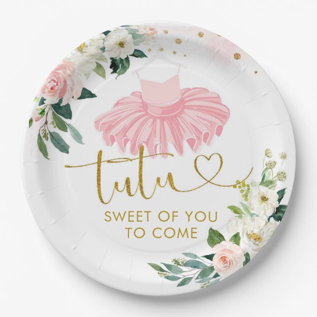 Assiettes En Carton Plaque de papier Baby shower Ballerina Tutu (Devant)