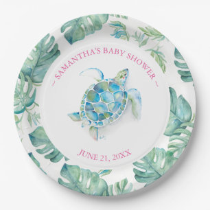 Assiettes En Carton Plaque de papier Baby shower de tortue de mer trop