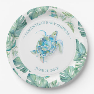 Assiettes En Carton Plaque de papier Baby shower de tortue de mer trop