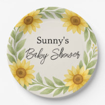 Plaque de papier Baby shower de tournesol et de sa