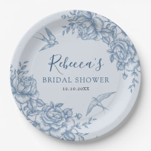 Assiettes En Carton Plaque de papier Baby shower Dusty Blue