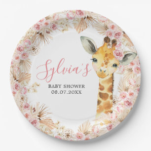 Assiettes En Carton Plaque de papier Baby shower en bois rose pâle