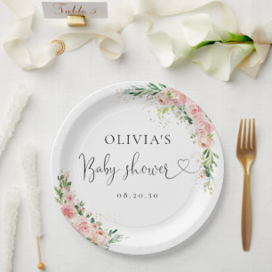 Assiettes En Carton Plaque de papier Baby shower en or rose pâle