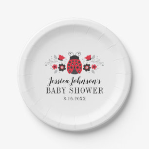 Assiettes En Carton Plaque de papier Baby shower Little Lady Ladybug