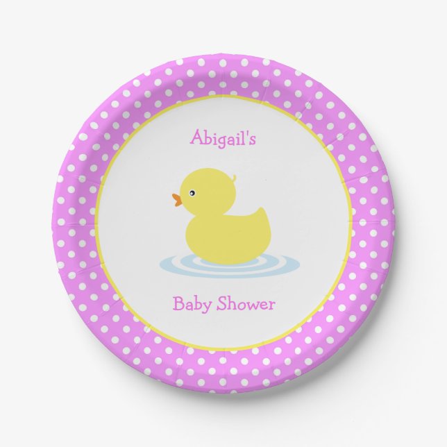Assiettes En Carton Plaque de papier Baby shower Pink Polka Dot (Devant)