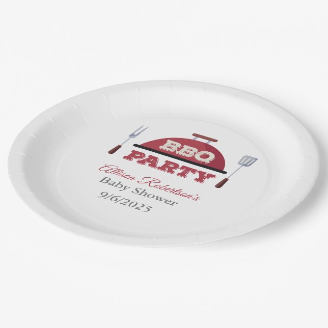 Assiettes En Carton Plaque de papier Baby shower pour barbecue extérie (Angle)