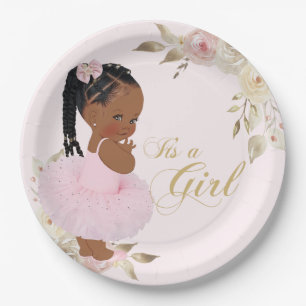 Assiettes En Carton Plaque de papier Baby shower pour filles africaine