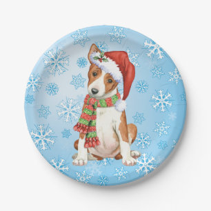 Assiettes En Carton Plaque de papier Basenji de Noël