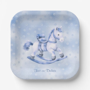 Assiettes En Carton Plaque de papier bleu Rocking Horse