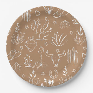 Assiettes En Carton Plaque de papier Brown Ouest du désert de Cowboy