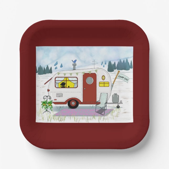 Assiettes En Carton Plaque de papier Camp Chic (Recto)