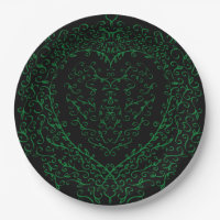 Plaque de papier cardiaque gothique vert et noir 2