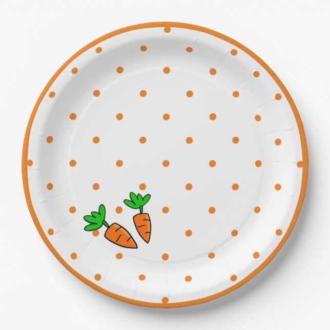 Assiettes En Carton Plaque de papier carottes et polka (Devant)