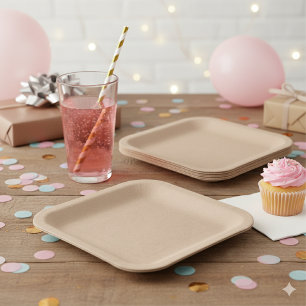 Assiettes En Carton Plaque de papier Carré jetable Rustique Kraft Look