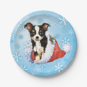 Assiettes En Carton Plaque de papier Chihuahua longue couche de Noël