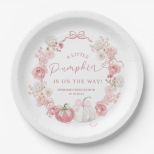 Assiettes En Carton Plaque de papier Citrouille blanche et rose