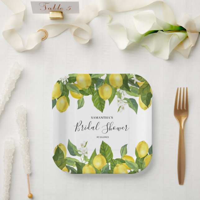 Assiettes En Carton Plaque de papier Citrus citron nuptiale douche (Mariage)