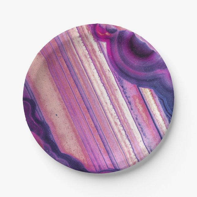 Assiettes En Carton Plaque de papier d'Agate Violet (Devant)