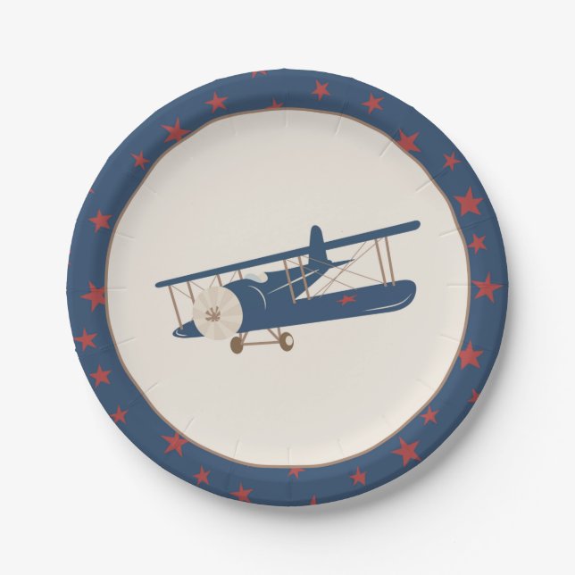 Assiettes En Carton Plaque de papier d'anniversaire de l'avion (Devant)