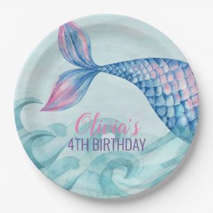 Assiettes En Carton Plaque de papier d'anniversaire d'une sirène
