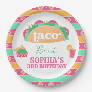 Assiettes En Carton Plaque de papier d'anniversaire mexicaine rose Fie