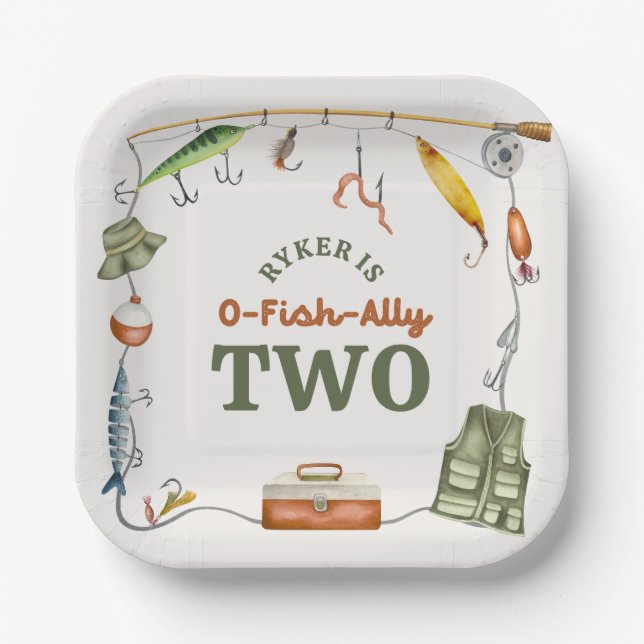 Assiettes En Carton Plaque de papier d'anniversaire O-Fish-Ally (Recto)