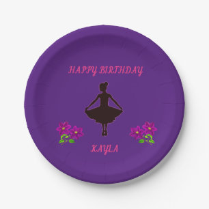Assiettes En Carton Plaque de papier d'anniversaire violet Ballerina,