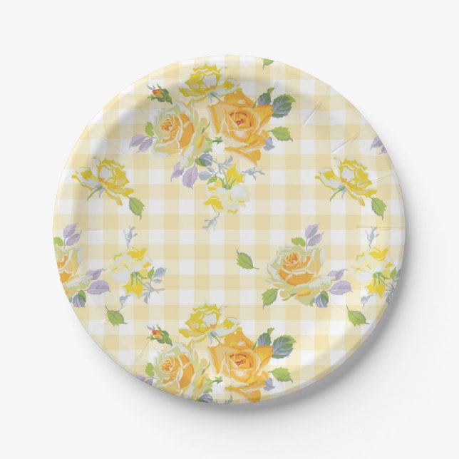 Assiettes En Carton Plaque de papier de 7 po dans En vichy de betercup (Devant)
