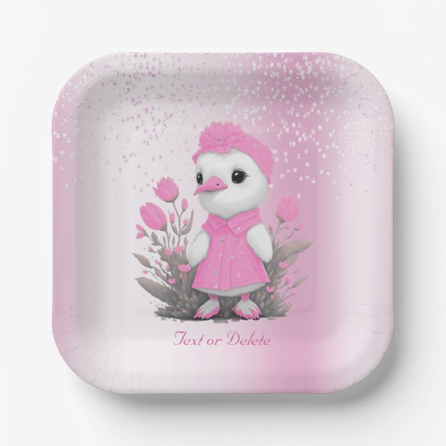 Assiettes En Carton Plaque de papier de canard rose (Recto)
