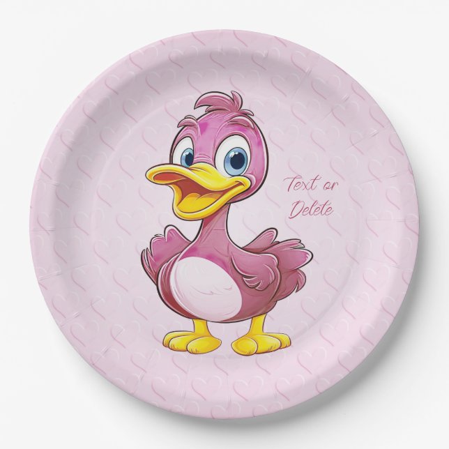 Assiettes En Carton Plaque de papier de canard rose (Devant)