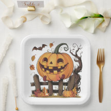 Plaque de papier de citrouille festive d'Halloween
