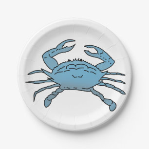 Assiettes En Carton Plaque de papier de crabe bleu