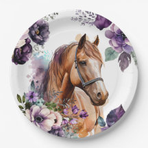 Plaque de papier de fête d'anniversaire du cheval