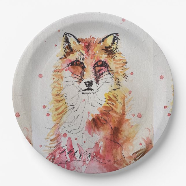 Assiettes En Carton Plaque de papier de fête d'anniversaire Red Fox Wa (Devant)
