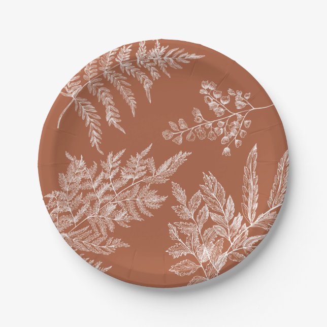 Assiettes En Carton Plaque de papier de Fête des mariées de fern (Devant)