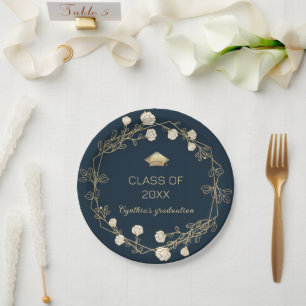 Assiettes En Carton Plaque de papier de graduation de la classe Floral