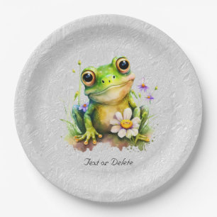 Assiettes En Carton Plaque de papier de grenouille à fleurs