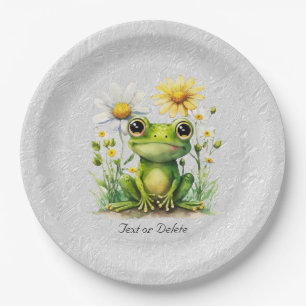 Assiettes En Carton Plaque de papier de grenouille à fleurs