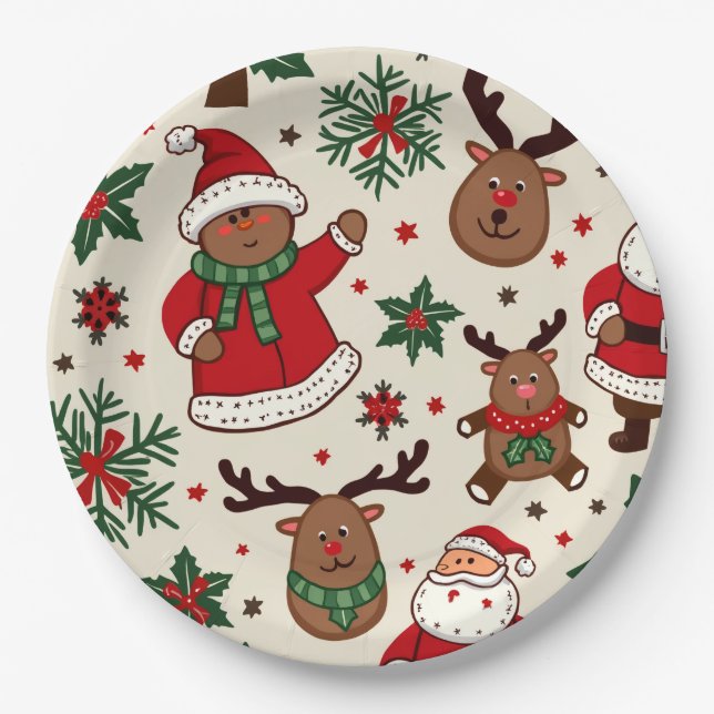 Assiettes En Carton Plaque de papier de Noël (Devant)