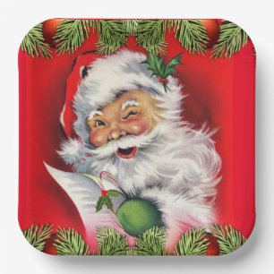 Assiettes En Carton Plaque de papier de Noël vintage du Père Noël