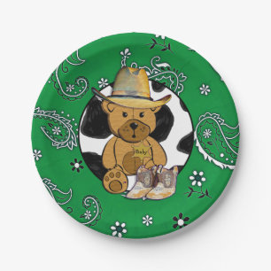 Assiettes En Carton Plaque de papier de pâtisserie Sheriff Teddy Bear 