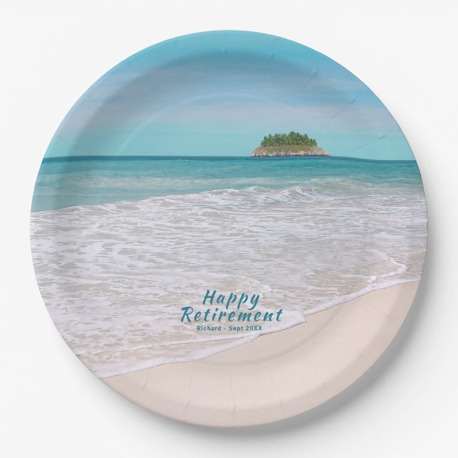 Assiettes En Carton Plaque de papier de plage tropicale de retraite (Devant)