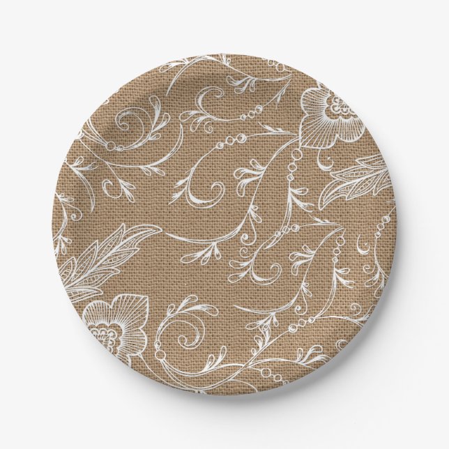 Assiettes En Carton plaque de papier de poche et dentelle (Devant)