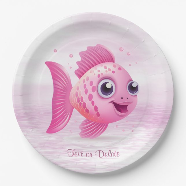 Assiettes En Carton Plaque de papier de poisson rose (Devant)