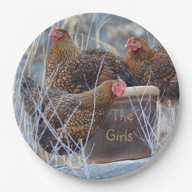 Assiettes En Carton Plaque de papier de poulet "Les filles" (Devant)