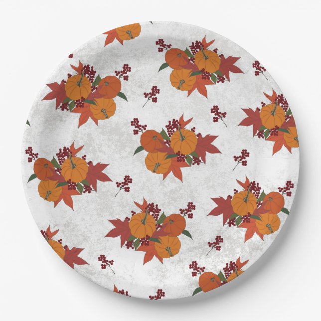 Assiettes En Carton Plaque de papier de récolte de automne mignonne (Devant)