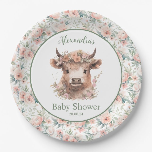 Assiettes En Carton Plaque de papier de vache Peach Highland (Devant)