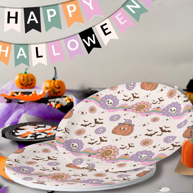 Assiettes En Carton Plaque de papier d'Halloween moderne et rétro Supe (Créateur téléchargé)