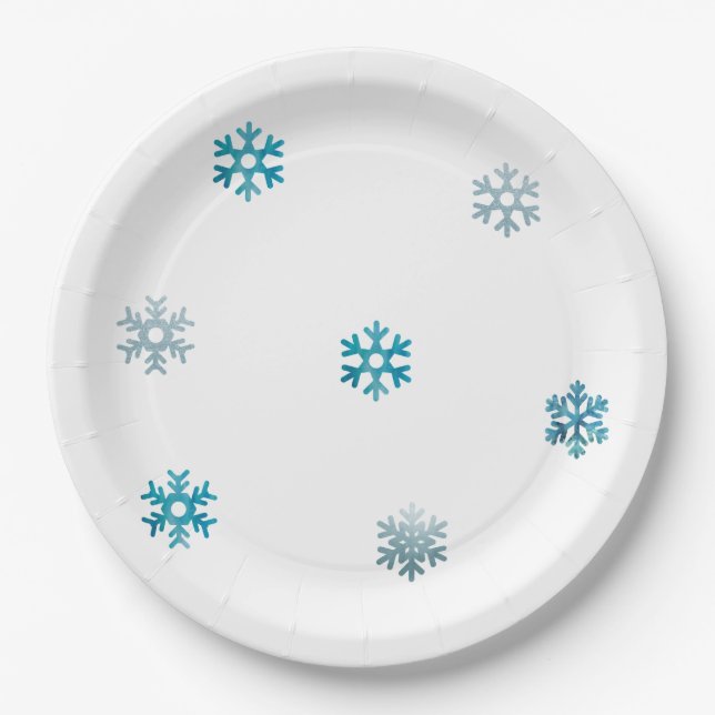 Assiettes En Carton Plaque de papier d'hiver pour flocon de neige (Devant)